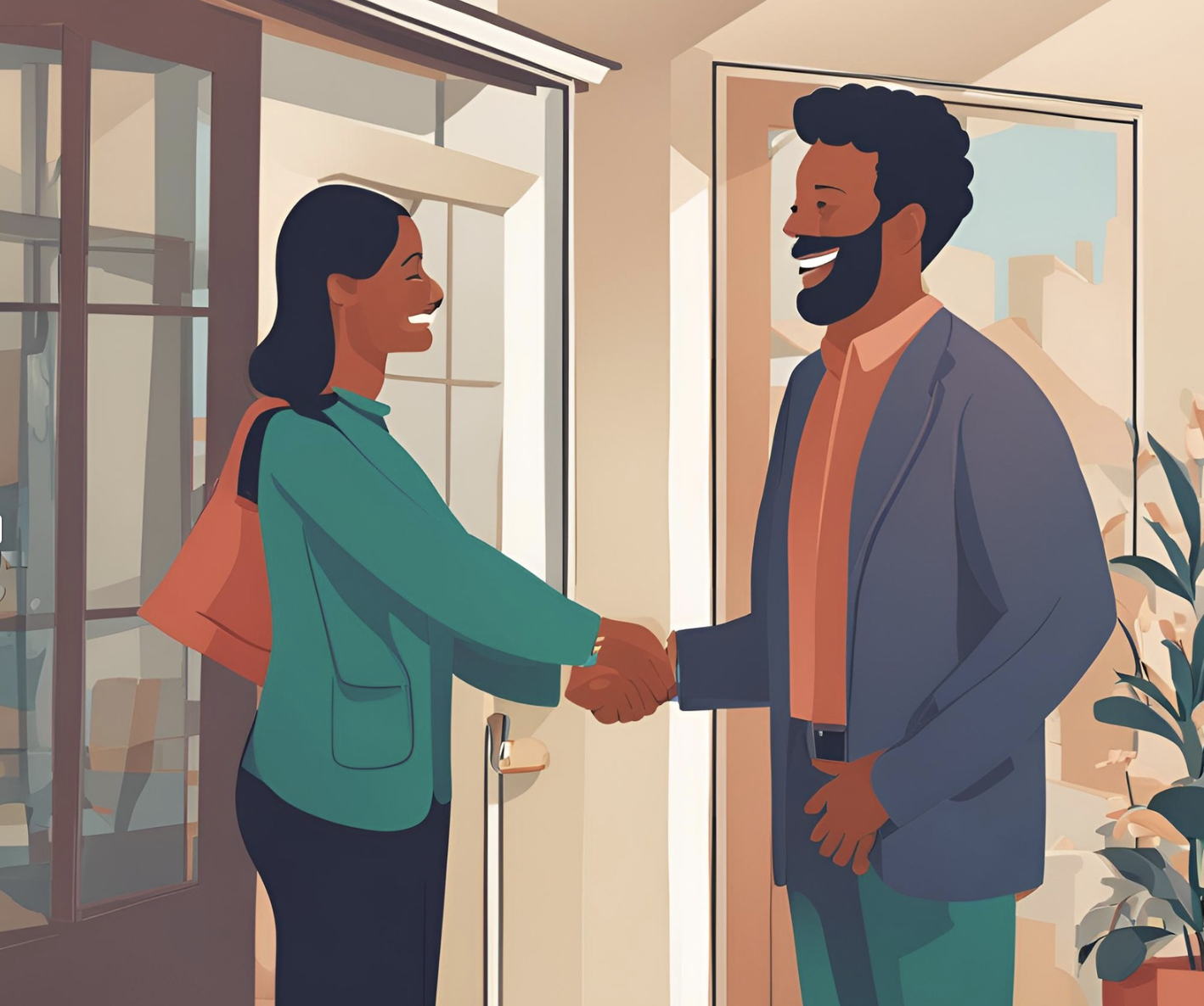 Landlord greeting tenant